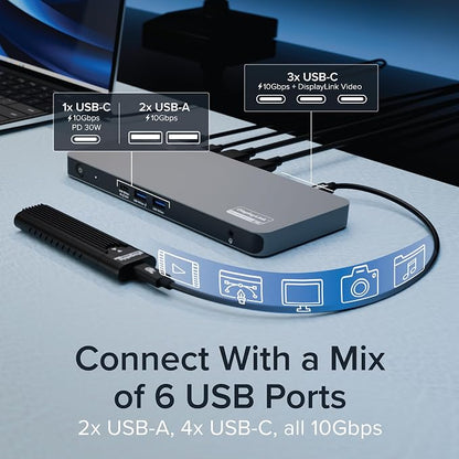 Plugable USB C Docking Station 5 Monitors, 140W DisplayLink Dock Connects up to - Image 8