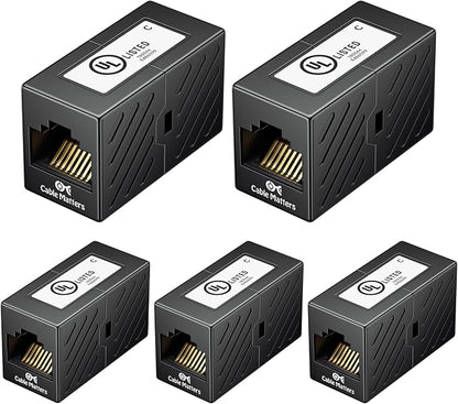 Cable Matters 5-Pack 10Gbps Cat 6 Ethernet Coupler in Black, Compatible by CableMatters
