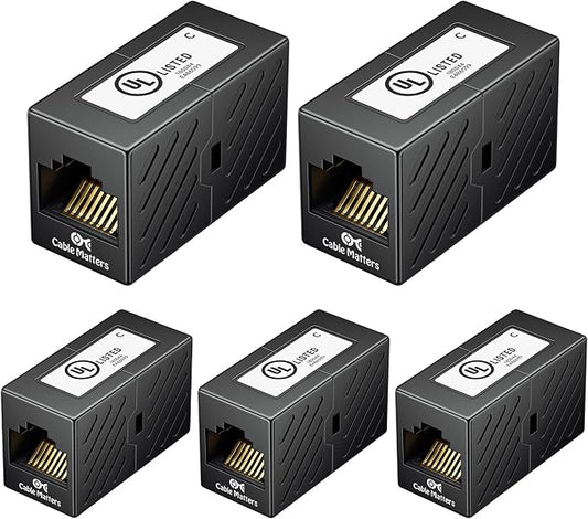 Cable Matters 5-Pack 10Gbps Cat 6 Ethernet Coupler in Black, Compatible by CableMatters