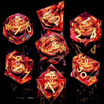 ARUOHHA DND Resin Dice Gazes Eye Dice Liquid Core Flaming RPG Sharp Edged Dice - Image 2