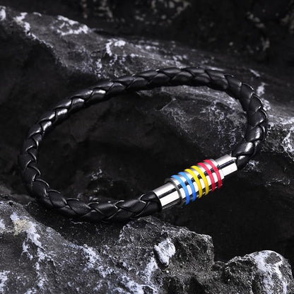 Nanafast Titanium Stainless Steel Rainbow LGBT Pride Bracelet Handmade Braided - Image 5