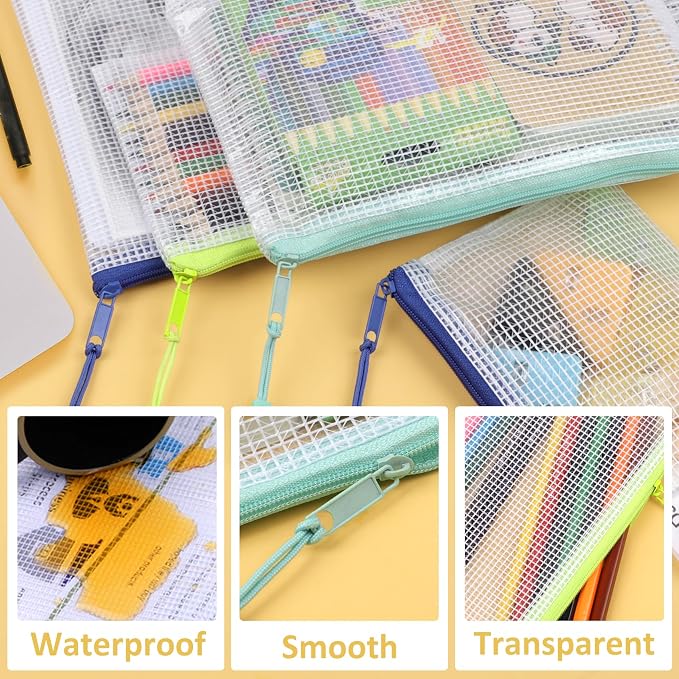24PCS Mesh Zipper Pouch Storage Bags, 8 Sizes Board Game Bags, 12 Colors - Image 3