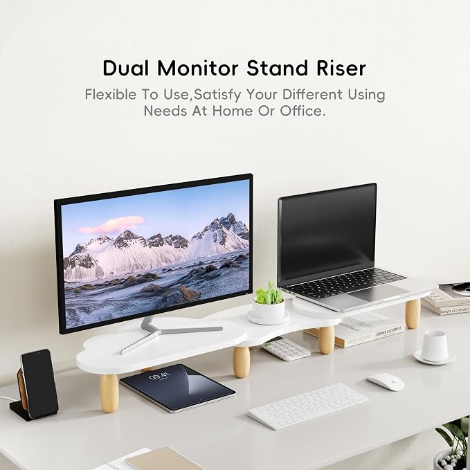 Dual Monitor Stand Riser, Rainbow Cloud Desktop Computer Stand - Image 2