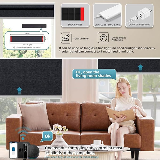 SmartWings Motorized 100% Blackout Shades Blinds, Custom Size, Cordless Window - Image 2