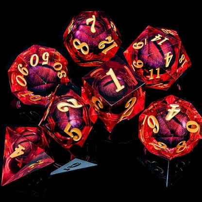 ARUOHHA DND Dragon Eye Dice Liquid Core Red Resin Sharp Edged Dice - Image 2