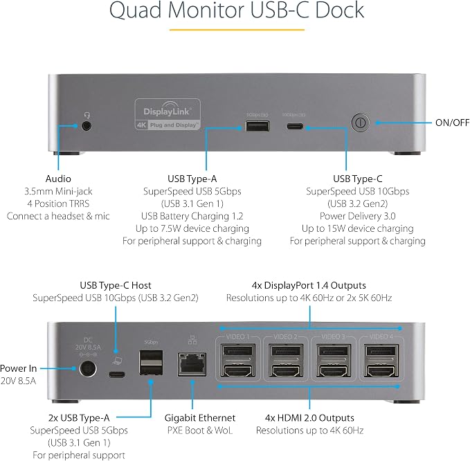 StarTech.com USB-C Quad Monitor Docking Station - Image 3