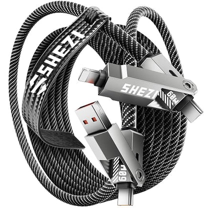 SHEZI Nylon Braided 4 in 1 USB C Cable 60W 10FT Compatible by SHEZI