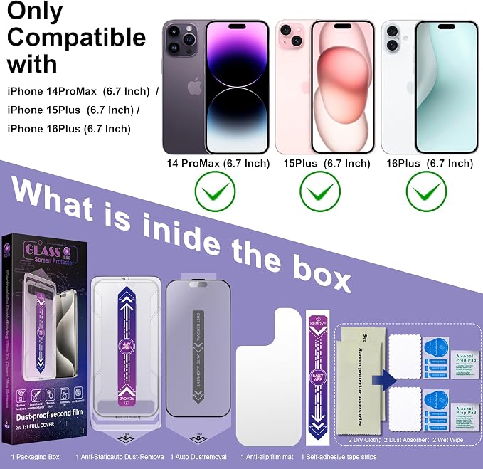 2 Pack Matte Screen Protector for iPhone 14 Pro Max/iPhone 15 Plus/iPhone 16 - Image 7