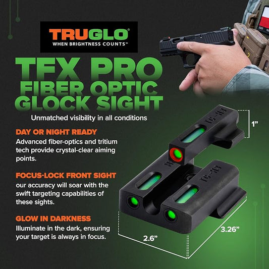 Truglo TFX PRO Handgun Sight, Glowing Shock Proof Tritium and Fiber Optic Night - Image 2