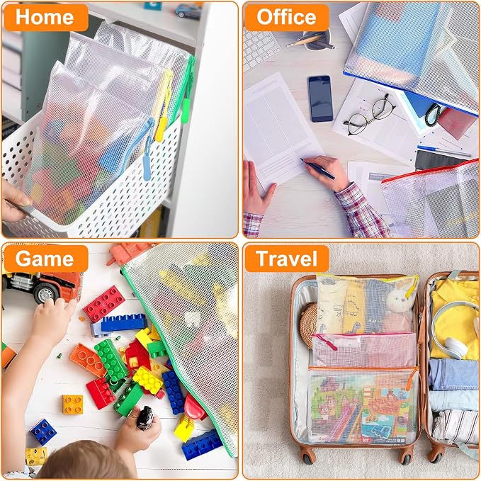 20pcs A3 17x12 Inches Extra Large Zipper Bags, Reusable Mesh Pouches - Image 4