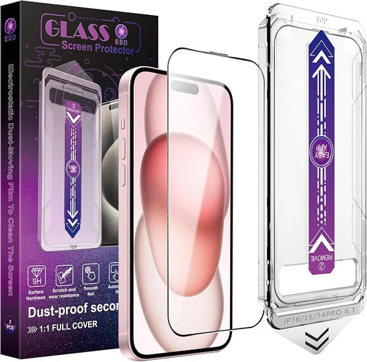 2 Pack Screen Protector for iPhone 14 Pro/iPhone 15 / iPhone 16, 9H Tempered by Unknown
