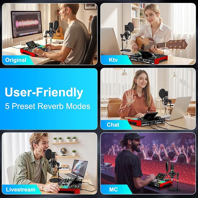 Podcast Microphone Bundle with Live Sound Card Audio Mixer, Podcast Equipment - Image 4