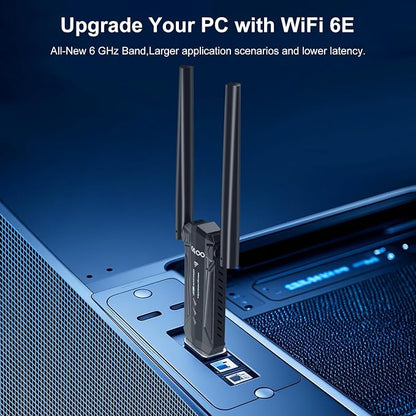 USB 3.0 WiFi 6E Adapter for Desktop PC, QGOO Tri-Band Axe 5400 Wireless Network - Image 4