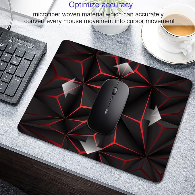 Abstract Art Mouse Pad with Personalized Red Design Computer Laptop Non-Slip - Image 3