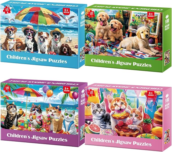4-Pack 100 Piece Puzzles for Kids Ages 4-6 by Unknown