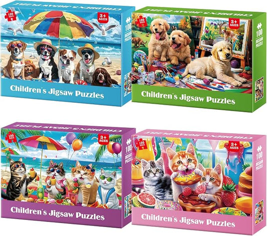 4-Pack 100 Piece Puzzles for Kids Ages 4-6 by Unknown