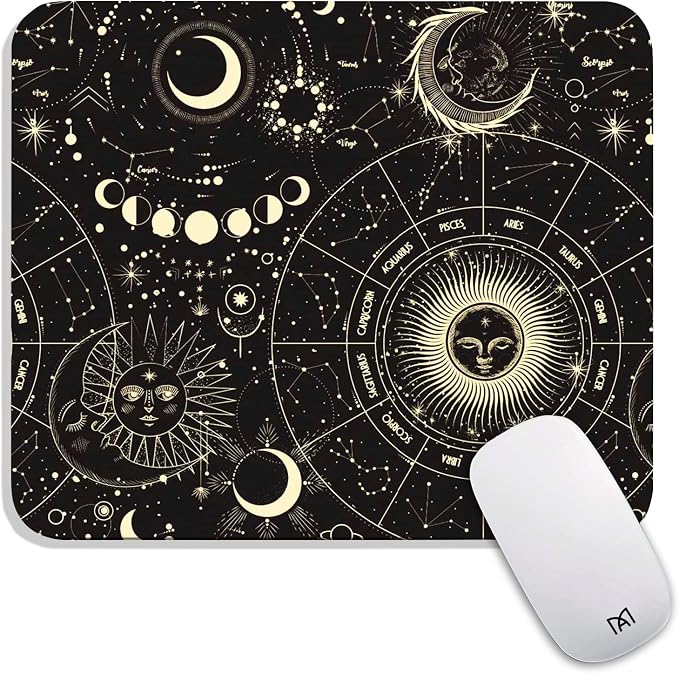 Square Mouse Pad Moon Sun, Personalized Premium-Textured Custom Mouse Mat Design by Armanza