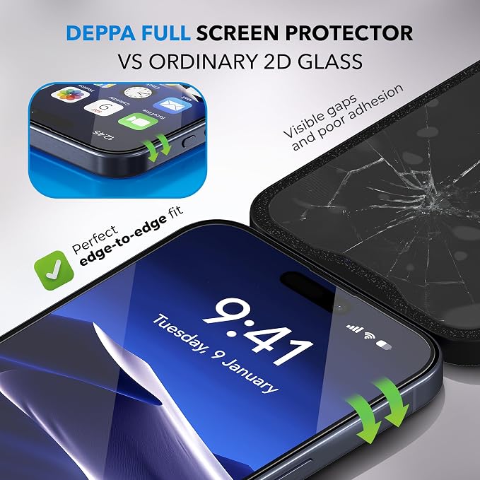 Deppa |2 Pack| for iPhone 16 Pro Anti-Blue Light Screen Protector | Scratch - Image 5