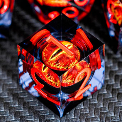 ARUOHHA DND Resin Dice Gazes Eye Dice Liquid Core Flaming RPG Sharp Edged Dice - Image 3