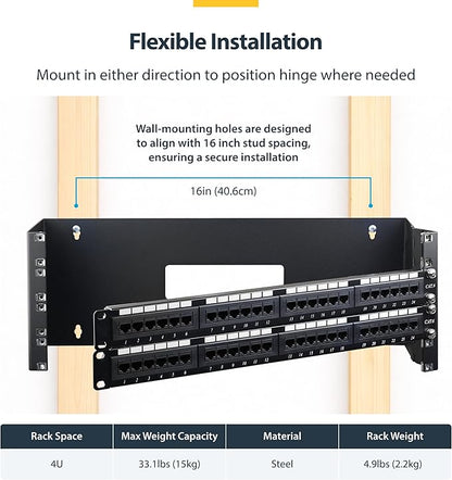 StarTech.com 4U Hinged Wall Mount Patch Panel Bracket - Image 4