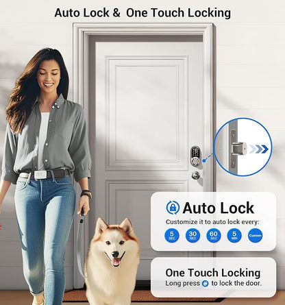Veise RZ07C Smart Locks for Front Door, 2 Knob Handle Set, Fingerprint Keyless - Image 3