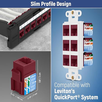 Everest 90° Angled RJ45 Cat5e Keystone Jacks 10-Pack in Red - Image 6