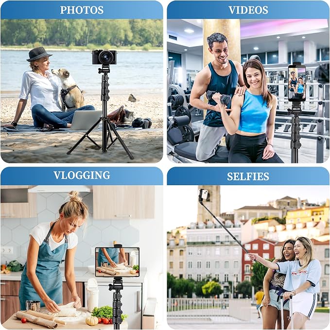 Phone Tripod, Aluminum Alloy Selfie Stick Tripods, Compatible - Image 2