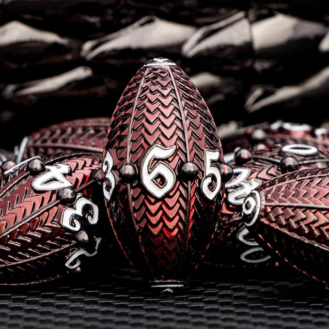 ARUOHHA DND Metal Dice Black Red Dragon Egg Dice - Image 4