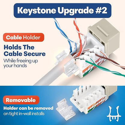 Everest 45° Angled RJ45 Cat6A Keystone Jacks 50-Pack in Ivory - Image 4