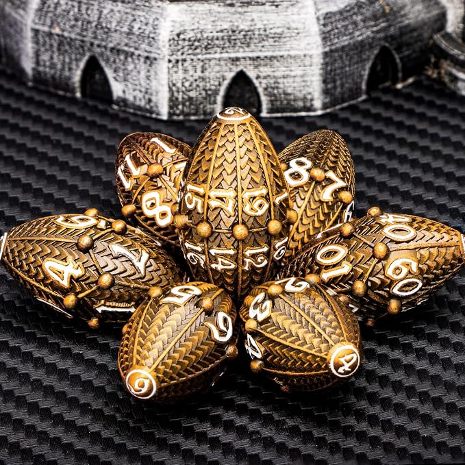 ARUOHHA DND Metal Dice Antique Gold Dragon Egg Dice - Image 5