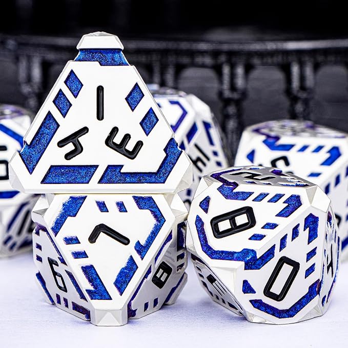 Metal DND Sci-fi Dice Set 7PCS Stripe Polyhedral Dice - Image 5