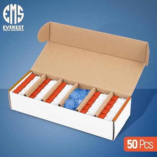 Everest 90° Angled RJ45 Cat5e Keystone Jacks 50-Pack in Orange - Image 2