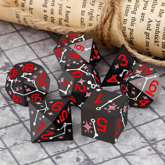PJOY Metal Dice Set D&D Star Dice Set DND Polyhedral Dice - Image 4