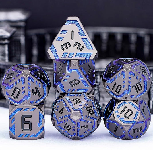 Metal DND Sci-fi Dice Set 7PCS Stripe Polyhedral Dice - Image 2