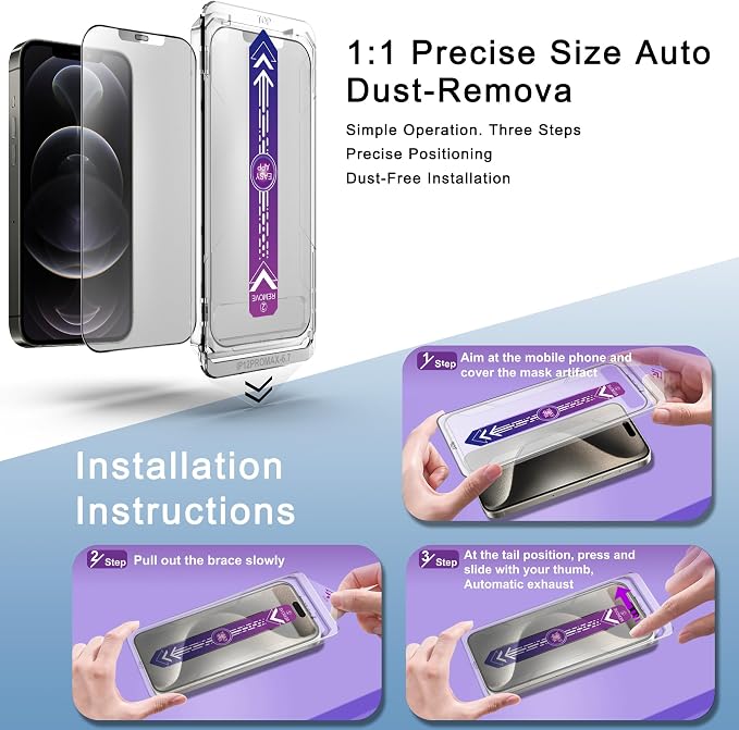 2 Pack Matte Screen Protector for iPhone 12 Pro Max 6.7-Inch Auto Dust Removal - Image 3