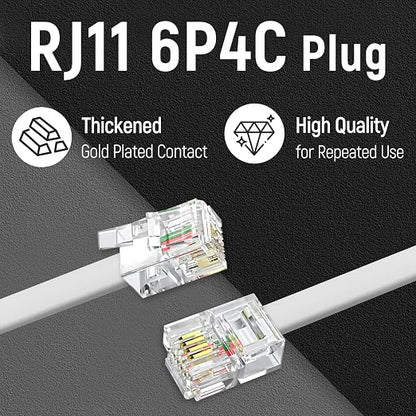 Uvital 25 Feet Phone Line Cord, RJ11 Phone Cable, Landline Telephone Wire - Image 2