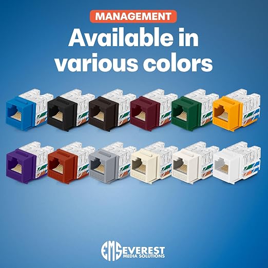 Everest 90° Angled RJ45 Cat6A Keystone Jacks 100-Pack in Black - Image 7