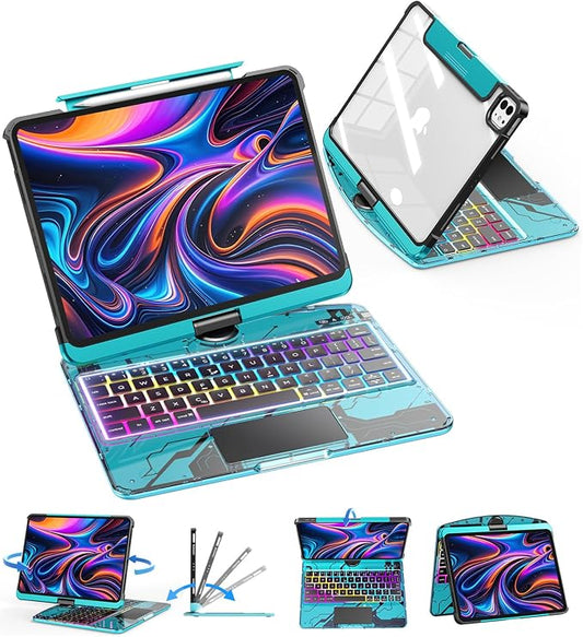 SIBEITU Keyboard Case for iPad Pro 13 Inch, 360 Rotatable iPad Pro 13 Clear by SIBEITU
