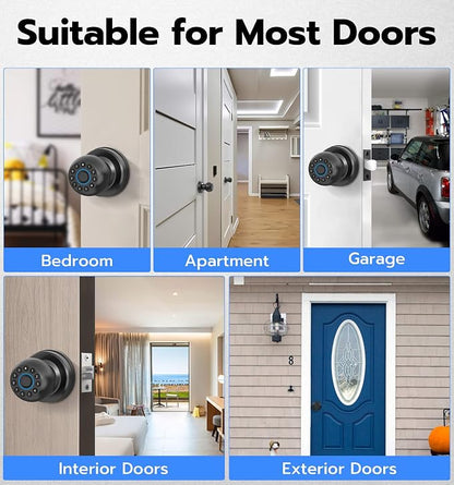 Anweller Smart Door Knob with Lock, Fingerprint Code Keypad Keyless Entry - Image 9
