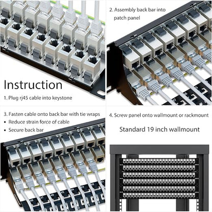 iwillink 10Gbps Patch Panel 48 Port, RJ45 Through Coupler 2U Cat6 Shielded - Image 6