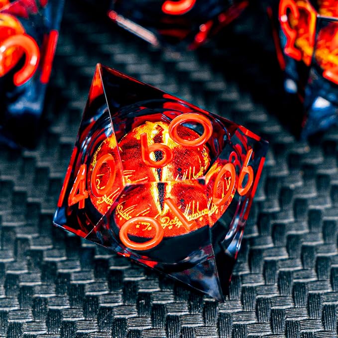 ARUOHHA DND Resin Dice Gazes Eye Dice Liquid Core Flaming RPG Sharp Edged Dice - Image 5