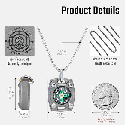 MecArmy Mini Titanium/Brass Compass, Waterproof IPX5 Pocket Compass - Image 4
