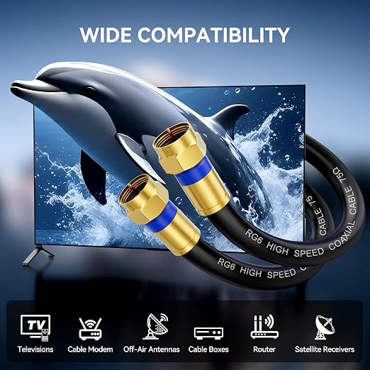 Coaxial Cable 3ft 5 Pack, RG6 Coax Cable Cord Extender - Image 6