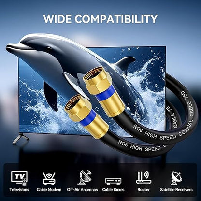 Coaxial Cable 3ft/6ft/10ft/15ft/25ft/50ft/60ft/75ft/100ft, RG6 Coax Cable - Image 6