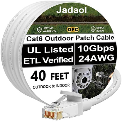 Jadaol Cat 6 Ethernet Cable 40ft, Outdoor&Indoor, 10Gbps Support Cat8/7 Network by Jadaol
