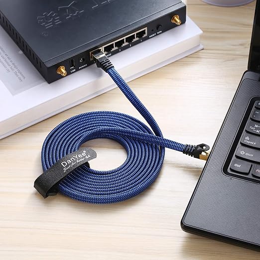 DanYee Cat 8 Ethernet Cable, 10FT Nylon Braided Flat Network Cable High Speed - Image 2