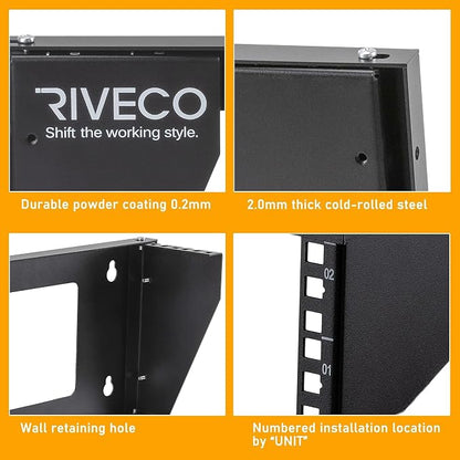 RIVECO 5U Wall Mount Vertical Rack Network Bracket Firm Constructed Easy - Image 4