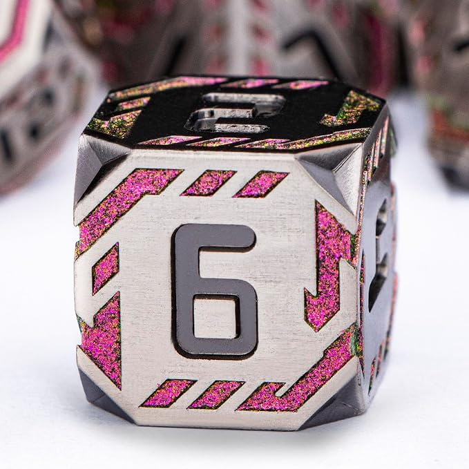 Metal DND Sci-fi Dice Set 7PCS Stripe Polyhedral Dice - Image 3