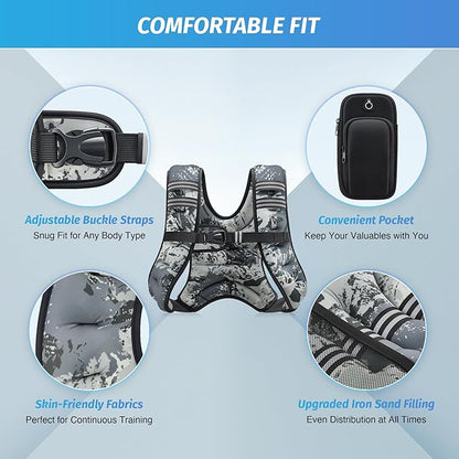 ZELUS Weighted Vest, 6lb/8lb/12lb/16lb/20lb/25lb/30lb Weight Vest - Image 2