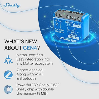 Shelly 1 Gen4 | Wi-Fi, Zigbee & Matter Smart Relay Switch - Image 4
